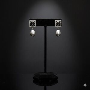 Tory Burch silver pave pearl earrings